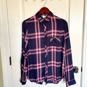 Beach Lunch Lounge Purple Flannel Shirt Womens Size XS